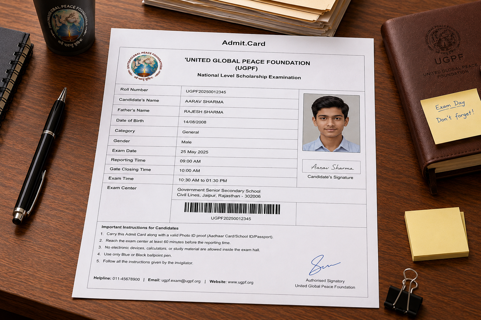 Printed Admit Card
