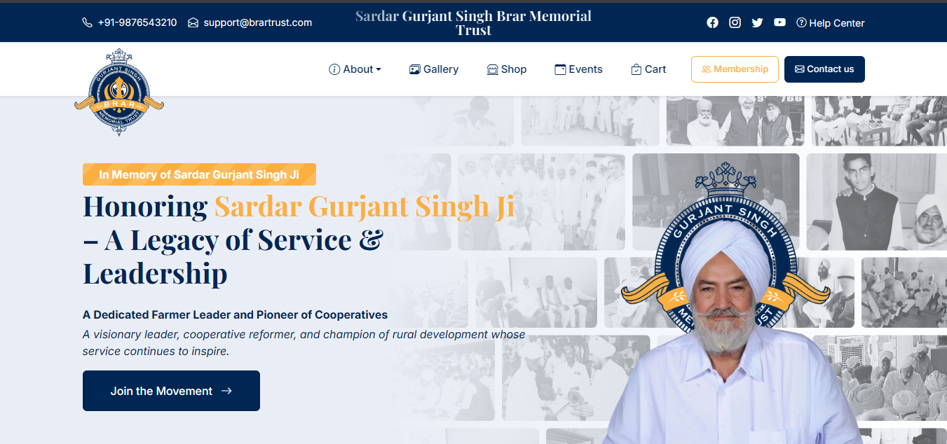 Brar Trust Website – Sardar Gurjant Singh Brar